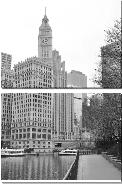 Модульная картина Вид в ч/б на Чикаго