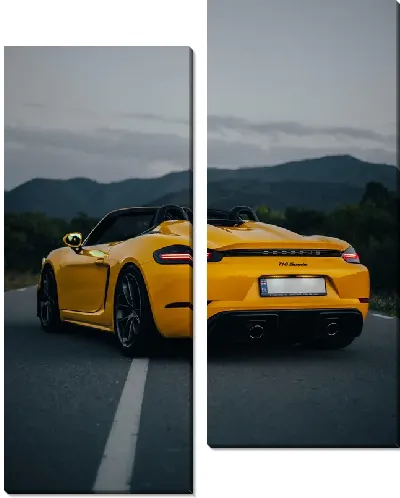 Модульная картина Желтый Порше №12
