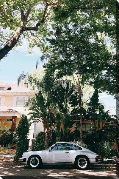 Постер Белый ретро Порше