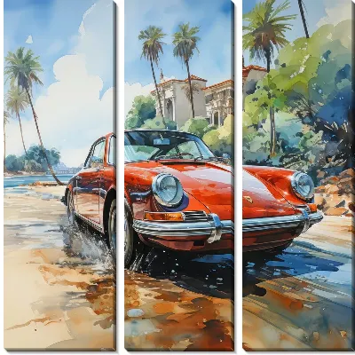 Модульная картина Порше в стиле арт №1