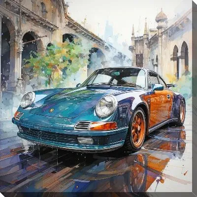 Картина маслом Порше в стиле арт №2