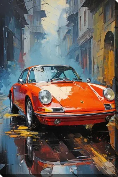 Картина маслом Порше в стиле арт №3