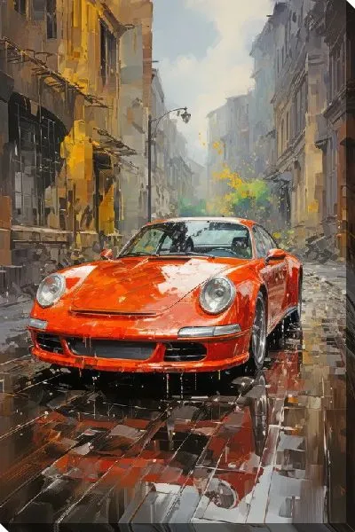 Картина маслом Порше в стиле арт №4
