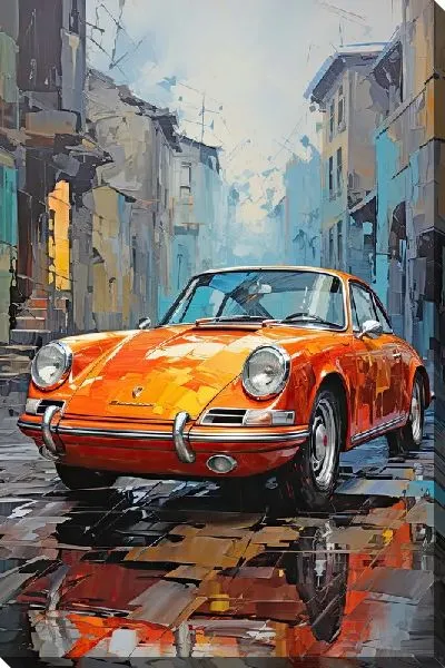 Картина маслом Порше в стиле арт №10