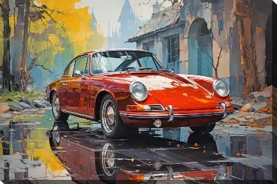 Картина маслом Порше в стиле арт №12