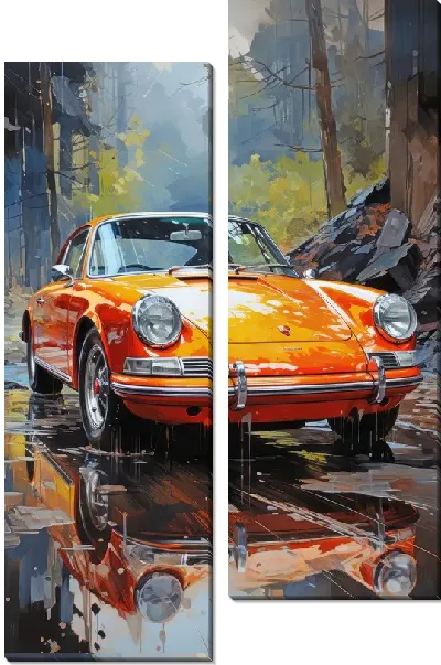 Модульная картина Порше в стиле арт №16