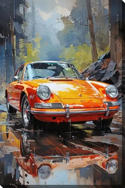Картина маслом Порше в стиле арт №16