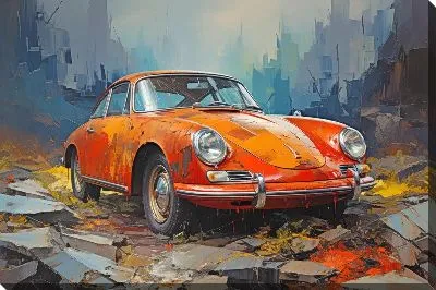 Картина маслом Порше в стиле арт №17