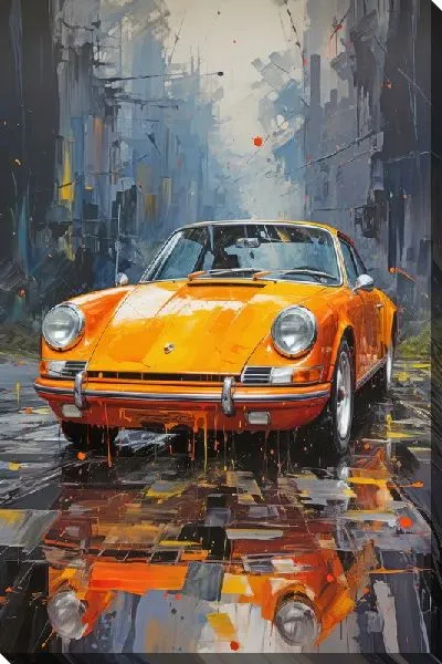 Картина маслом Порше в стиле арт №25