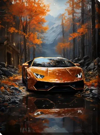 Картина маслом Ламборгини в стиле арт №8