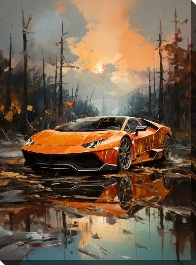 Картина маслом Ламборгини в стиле арт №9