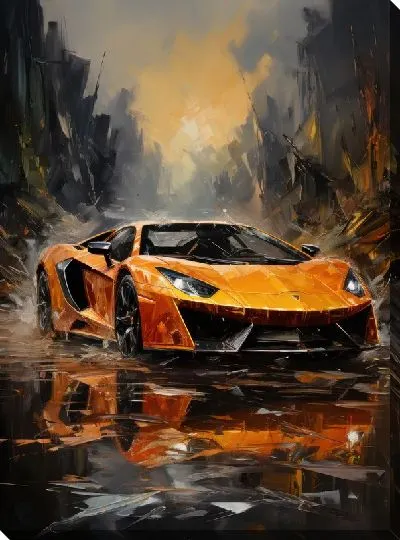 Картина маслом Ламборгини в стиле арт №11
