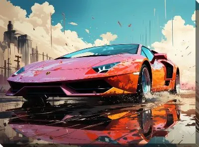 Картина маслом Ламборгини в стиле арт №14