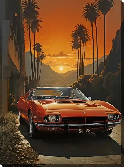 Картина маслом Ламборгини в стиле винтаж №8