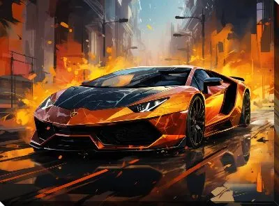 Картина маслом Ламборгини в стиле арт №211