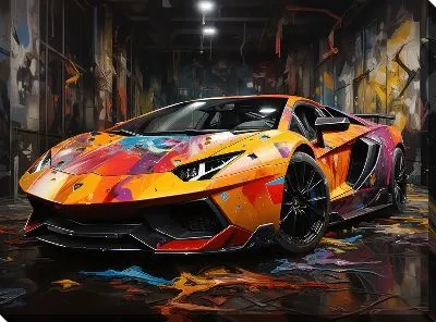 Картина маслом Ламборгини в стиле арт №34