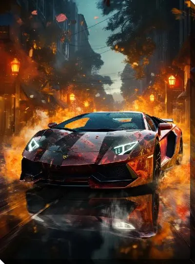 Картина маслом Ламборгини в стиле арт №35