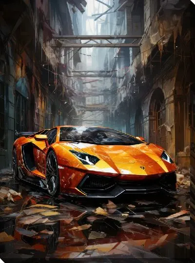 Картина маслом Ламборгини в стиле арт №38