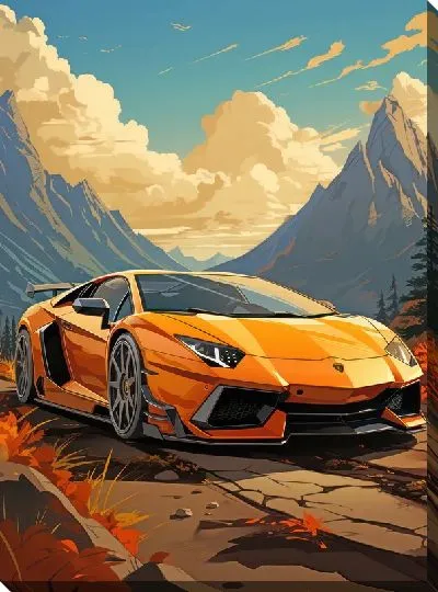 Картина маслом Ламборгини в стиле арт №39