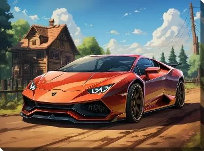 Картина маслом Ламборгини в стиле арт №40
