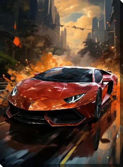 Картина маслом Ламборгини в стиле арт №47