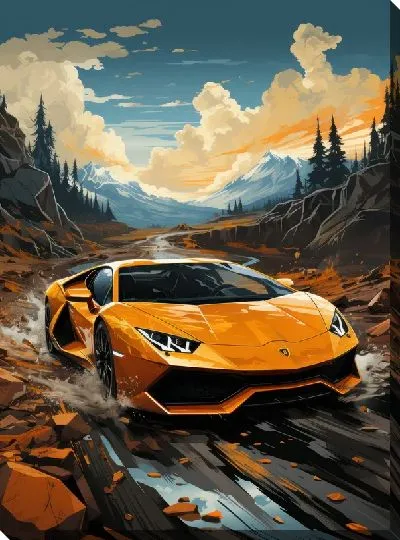 Картина маслом Ламборгини в стиле арт №58