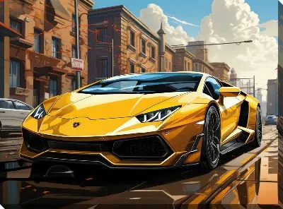 Картина маслом Ламборгини в стиле арт №59
