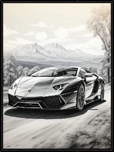 Картина Ламборгини в стиле рисунок