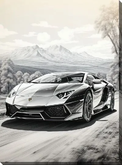Постер Ламборгини в стиле рисунок