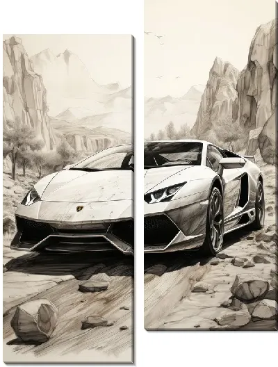 Модульная картина Ламборгини в стиле рисунок №2