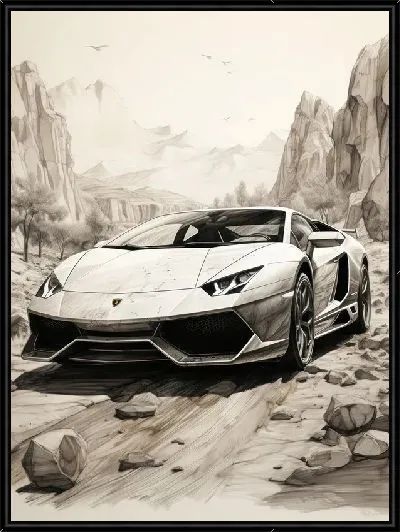 Картина Ламборгини в стиле рисунок №2