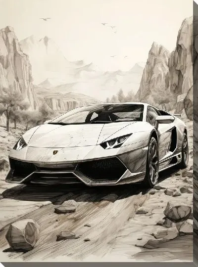 Картина маслом Ламборгини в стиле рисунок №2