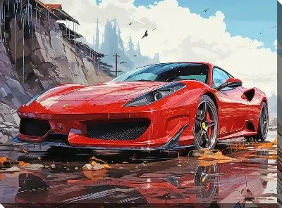 Картина маслом Феррари в стиле арт №24
