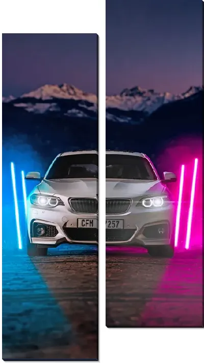 Модульная картина БМВ в неоне