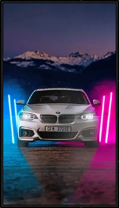 Картина БМВ в неоне