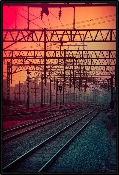 Картина Железная дорога на закате №3