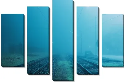 Модульная картина Железная дорога в тумане №16