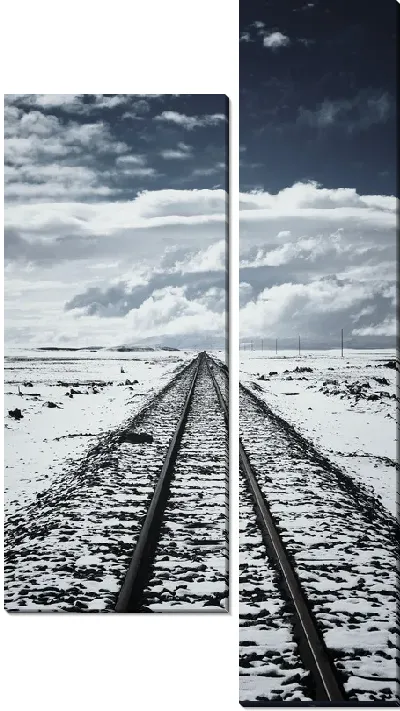 Модульная картина Железная дорога зимой