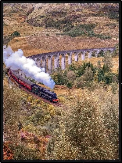 Картина Паровоз, железная дорога и акведук