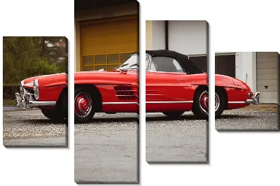 Модульная картина Красный Мерседес №4