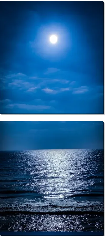 Модульная картина Ночная Луна над морем в Индии