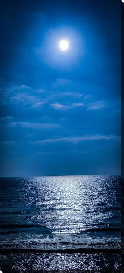 Постер Ночная Луна над морем в Индии