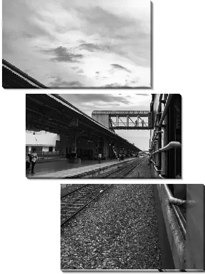 Модульная картина Поезд в Индии и перрон