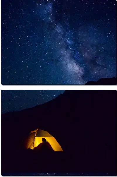 Модульная картина Ночь в палатке