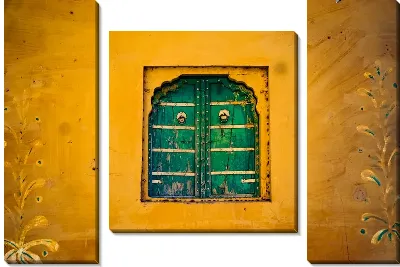 Модульная картина Зеленые ставни окна в Индии