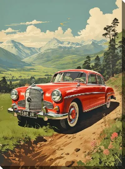 Картина маслом Мерседес в стиле винтаж №1