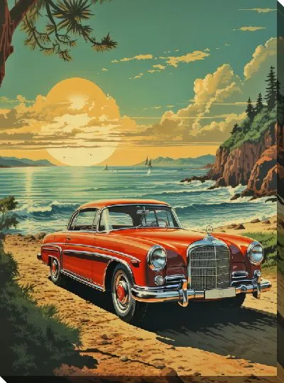 Картина маслом Мерседес в стиле винтаж №2