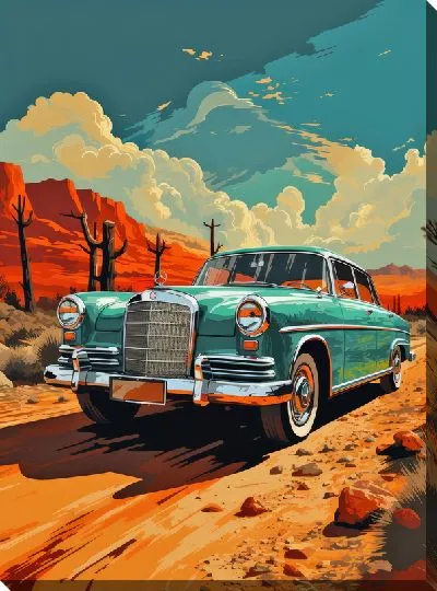 Картина маслом Мерседес в стиле винтаж №4