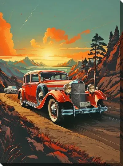 Картина маслом Мерседес в стиле винтаж №5