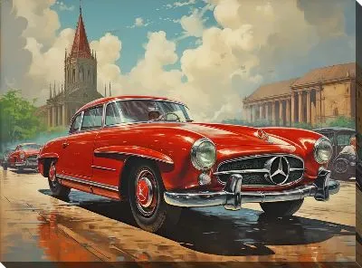 Картина маслом Мерседес в стиле винтаж №6